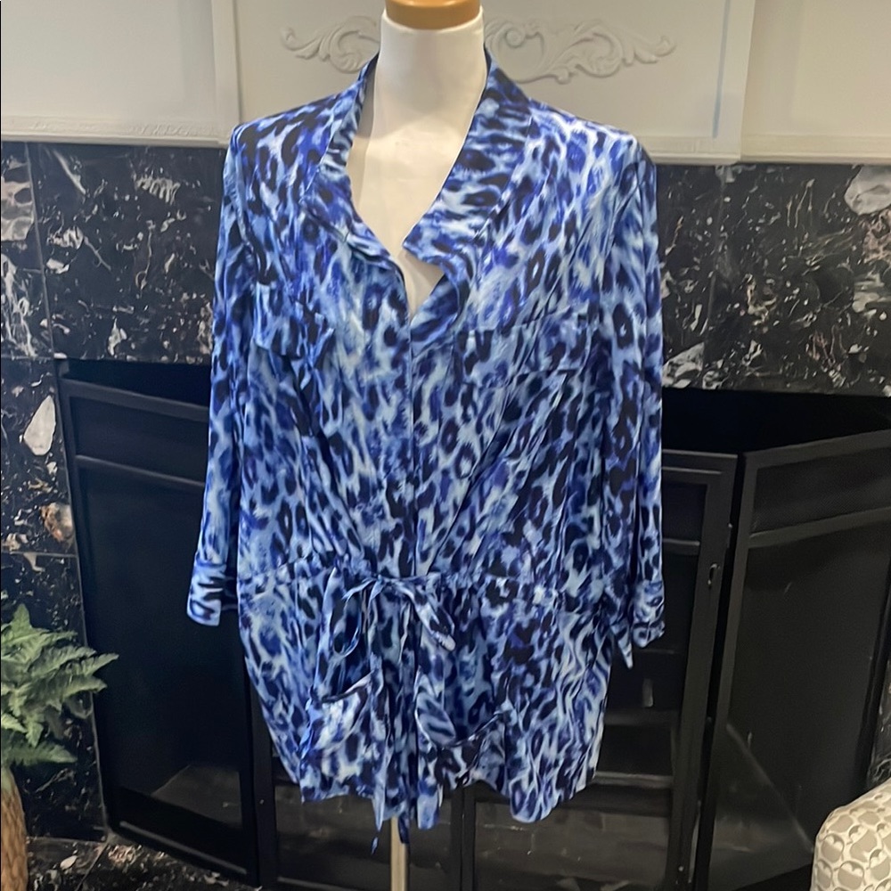 Blue Leopard Print Women's Top